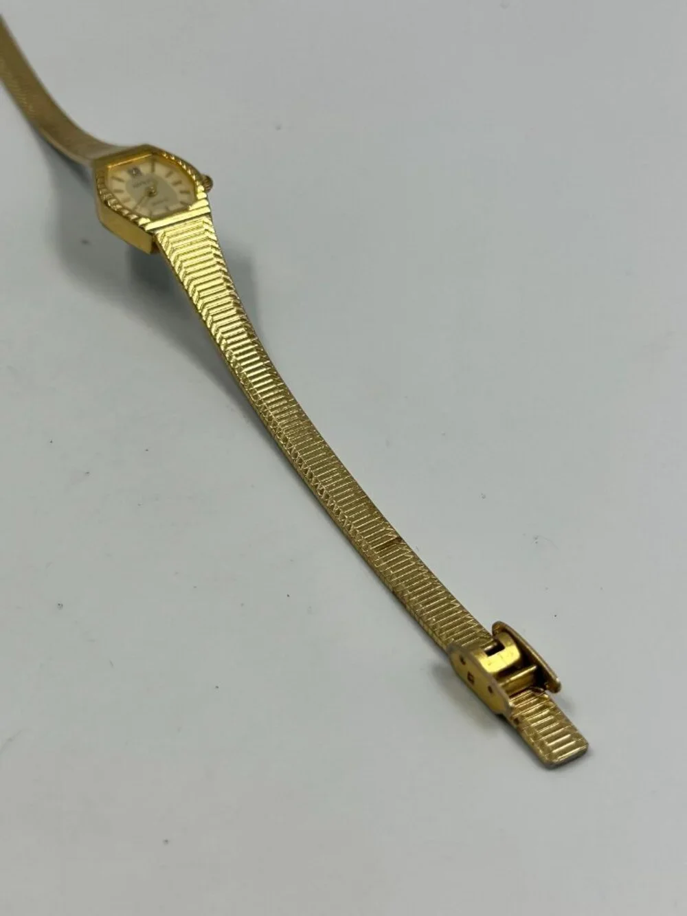 Vintage Adolfo Watch Women Gold Tone Oval 17MM Dial Slim Band New Battery